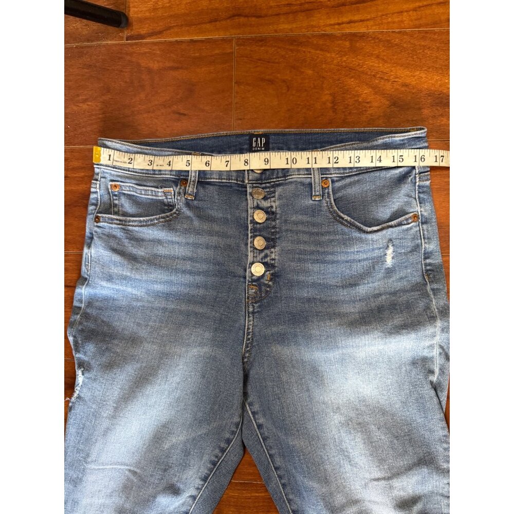 Gap Button Fly High Waist Distressed True Skinny Women's Jeans Size 14/ 32 - Picture 13 of 16